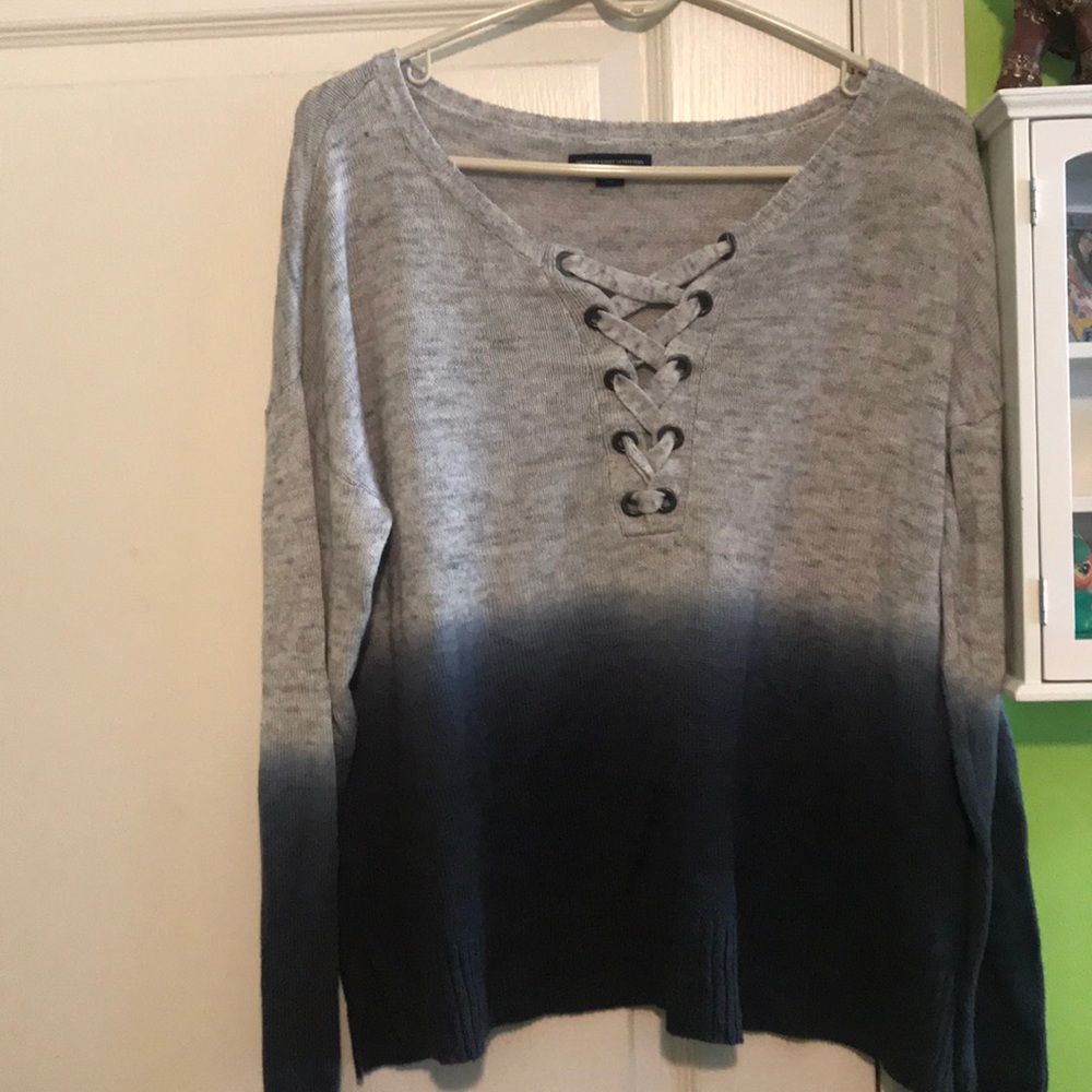 SOLD -AE Lace Up Ombré Sweater